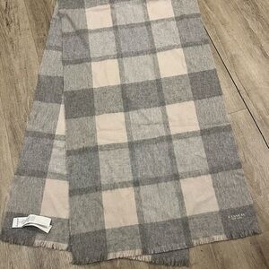 Coach Gray and Cream Checkered Scarf 95% Wool, 5% Cashmere